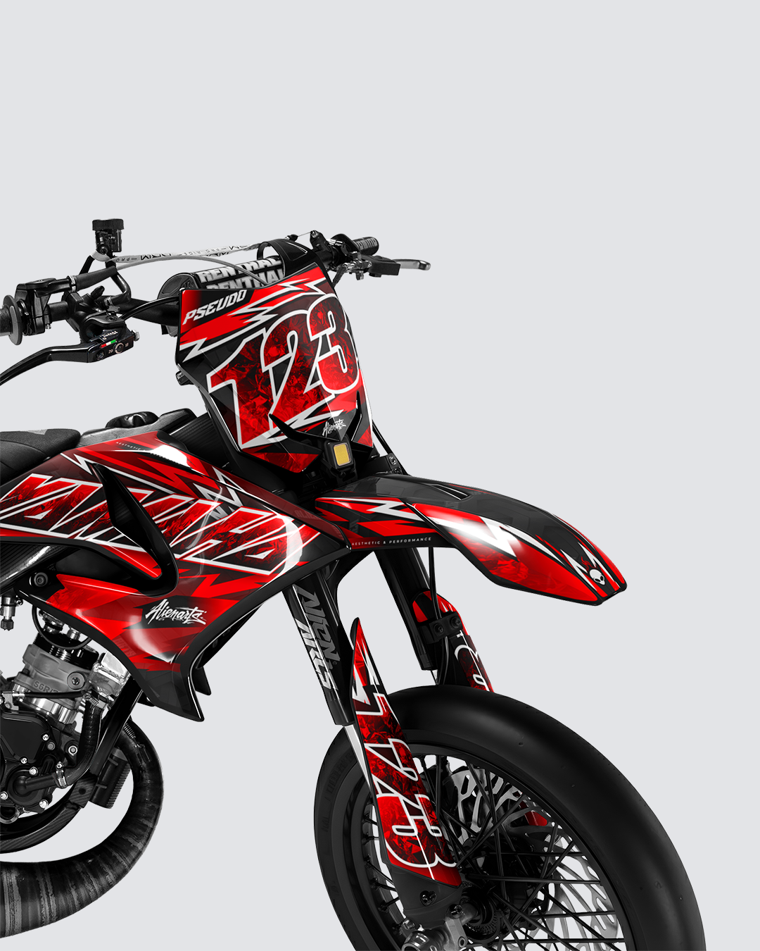 RAMPAGE - Kit deco YAMAHA DT 50cc - Rouge — vue de face