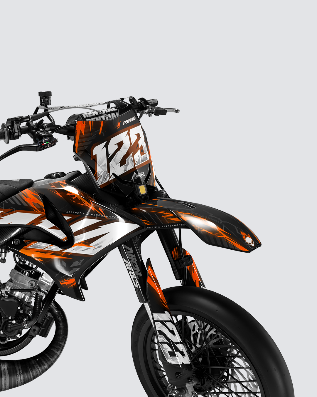 STORMX - Kit deco YAMAHA DT 50cc - Orange — vue de face