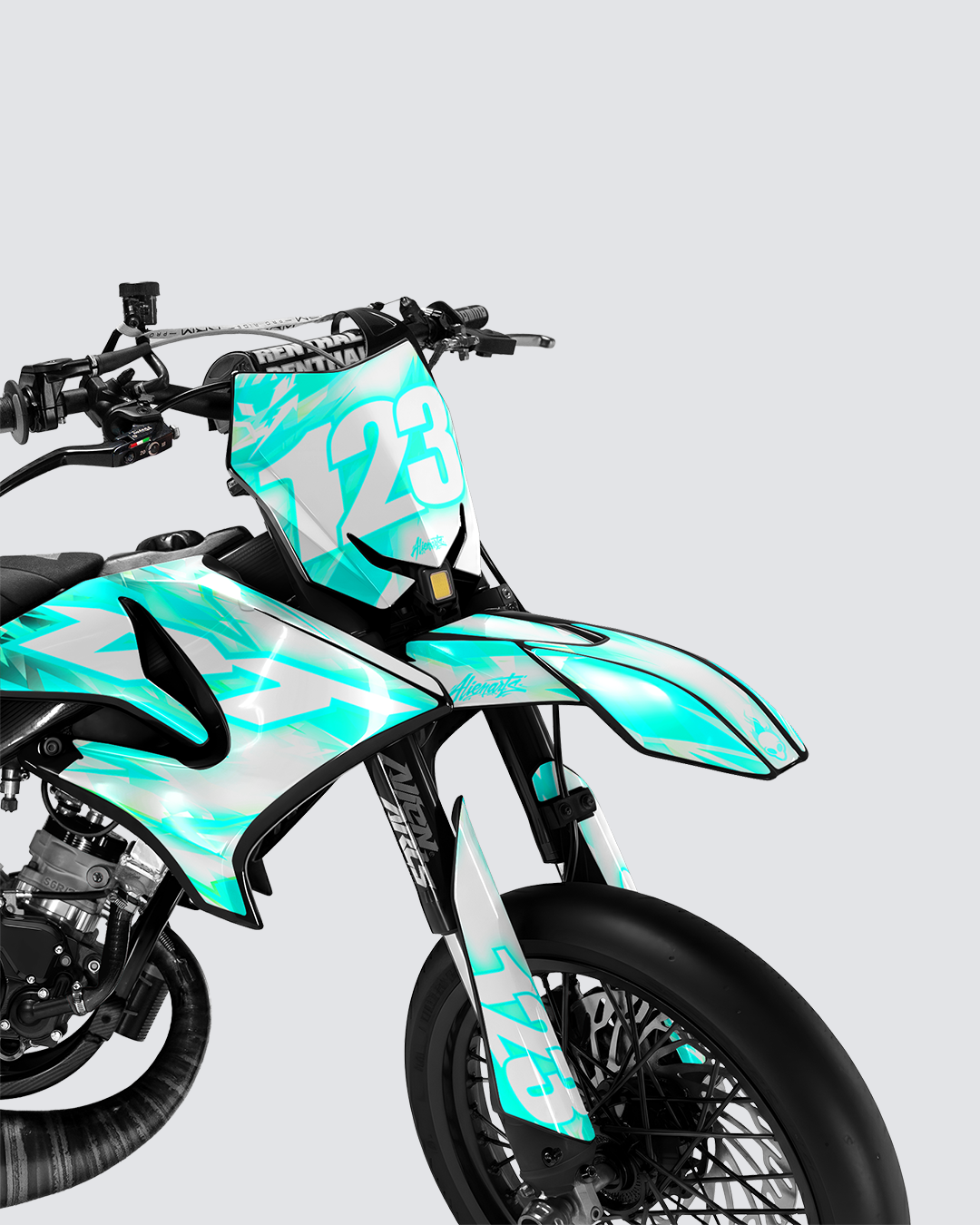 RUSH - Kit deco YAMAHA DT 50cc - Turquoise — vue de face