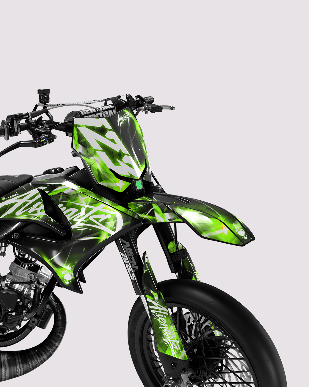 PLASMA - Kit deco YAMAHA DT 50cc - Vert — vue de face