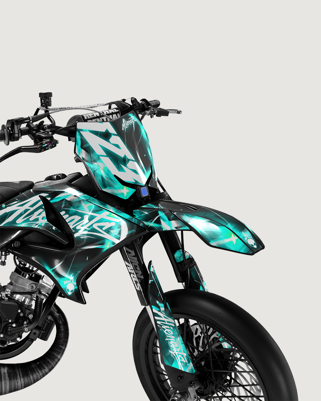 PLASMA - Kit deco YAMAHA DT 50cc - Turquoise — vue de face