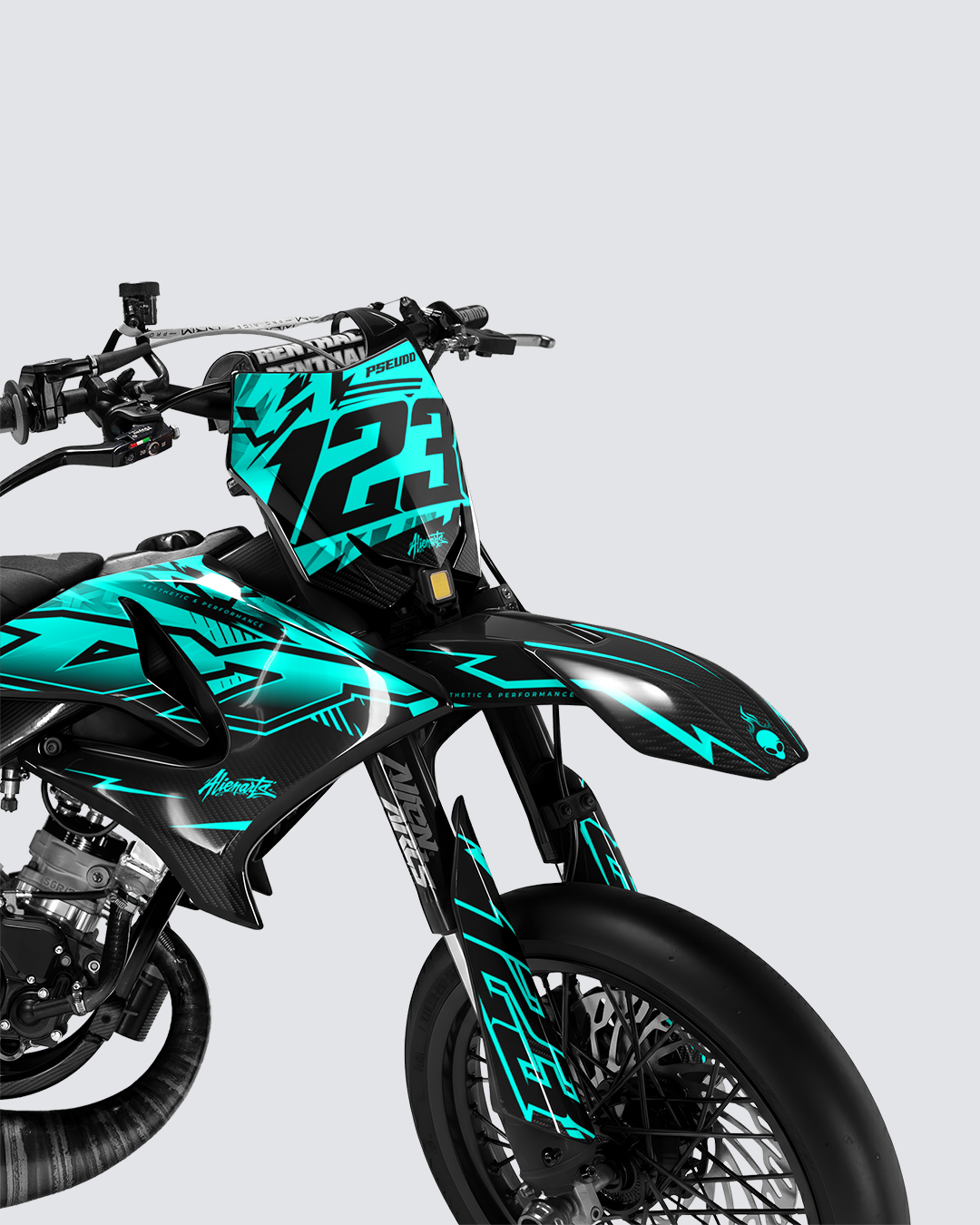 REAPER - Kit deco YAMAHA DT 50cc - Turquoise — vue de face