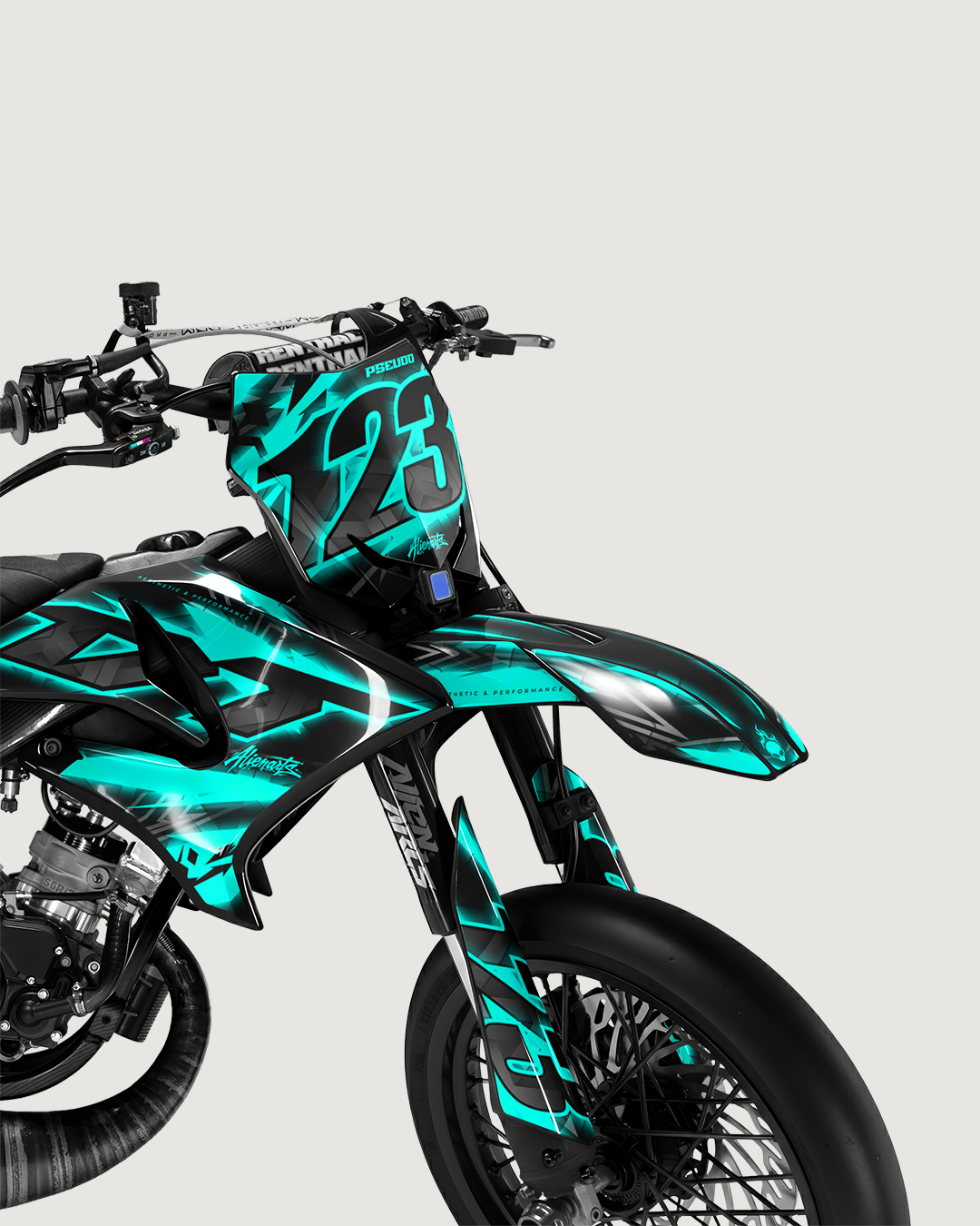 RAZOR - Kit deco YAMAHA DT 50cc - Turquoise — vue de face