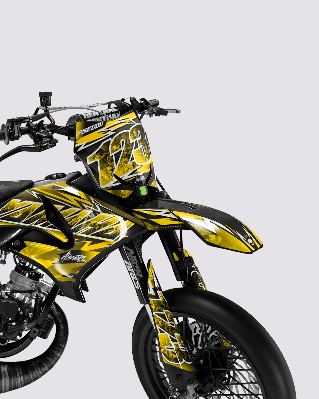 RAMPAGE - Kit deco YAMAHA DT 50cc - Jaune — vue de face