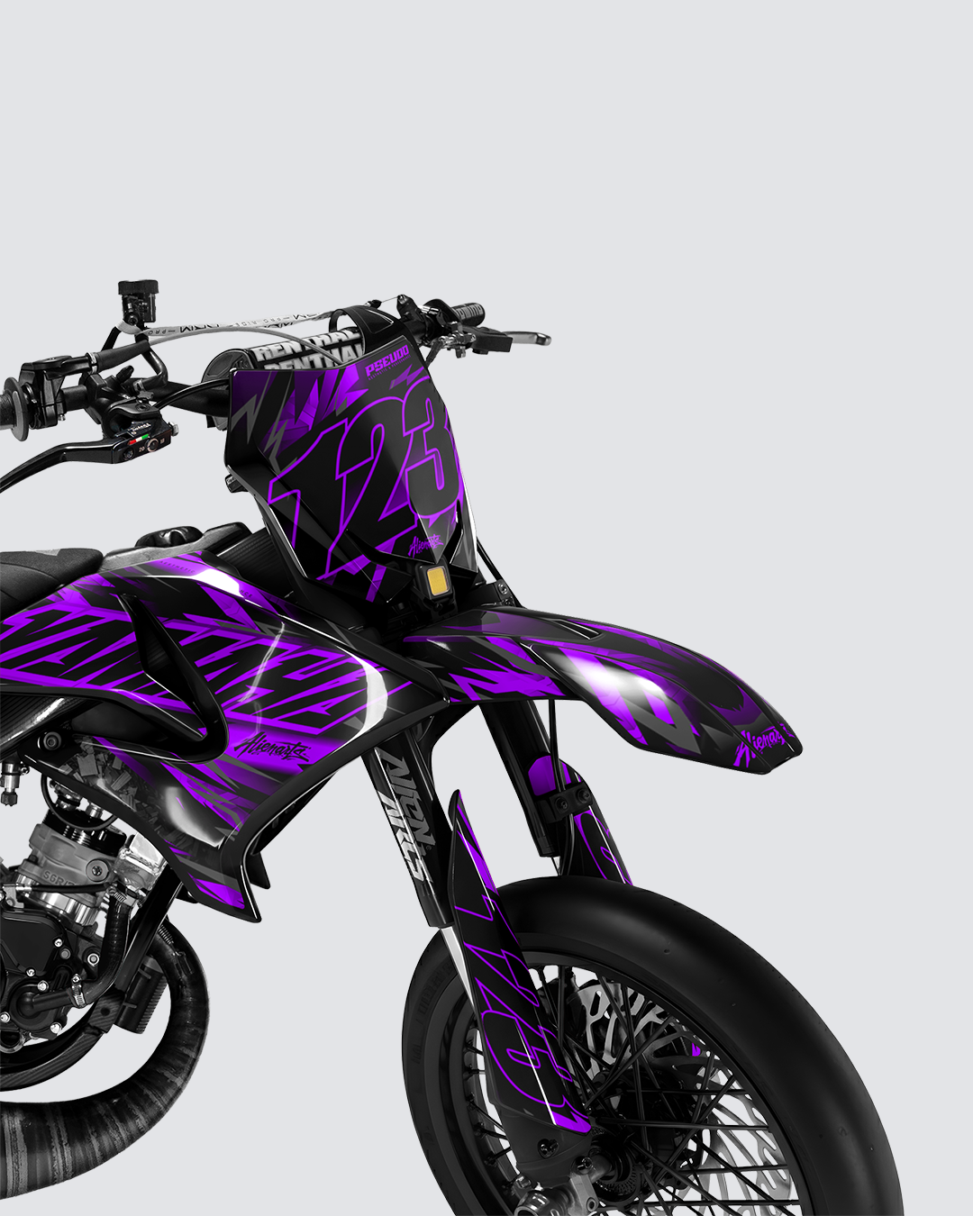NEMESIS - Kit deco YAMAHA DT 50cc - Violet — vue de face