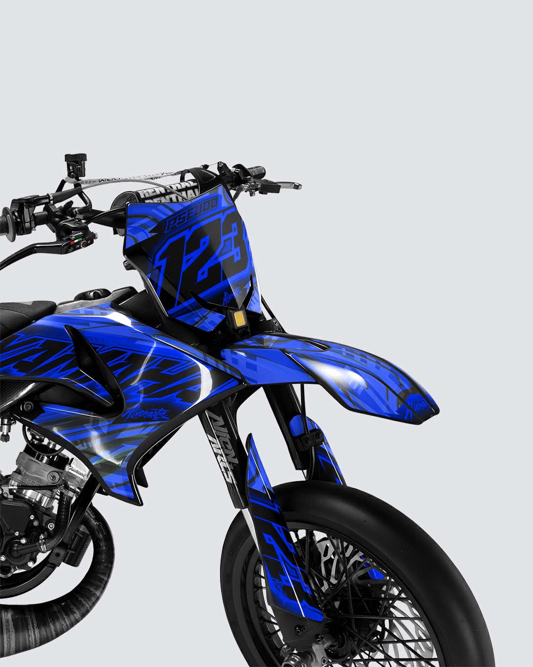 VORTEX - Kit deco YAMAHA DT 50cc - Bleu — vue de face