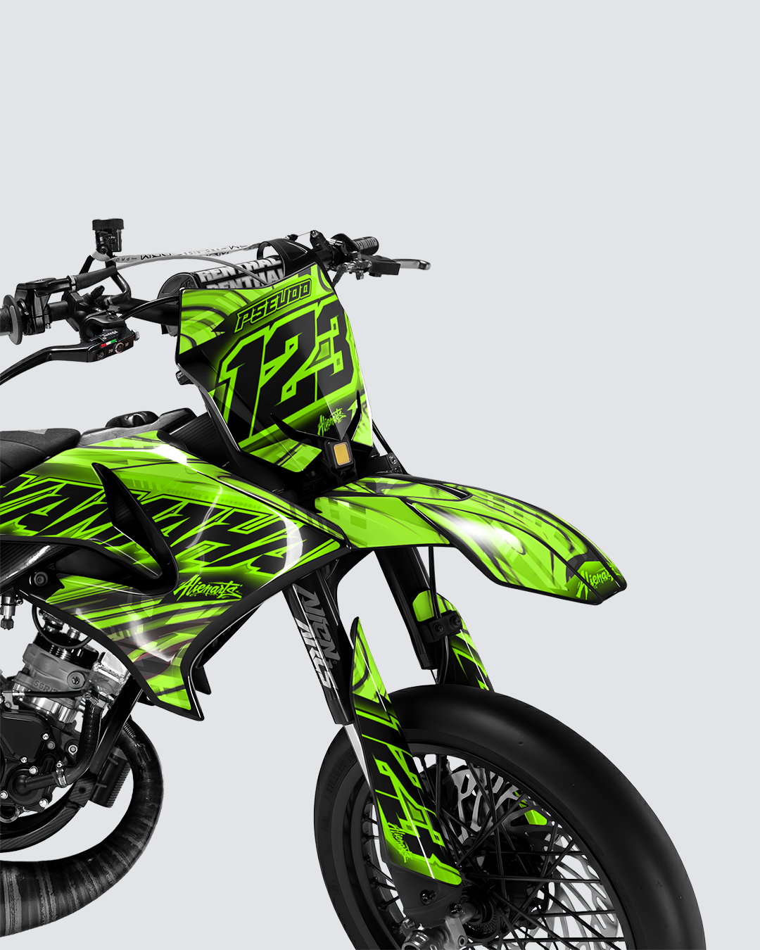 VORTEX - Kit deco YAMAHA DT 50cc - Vert — vue de face