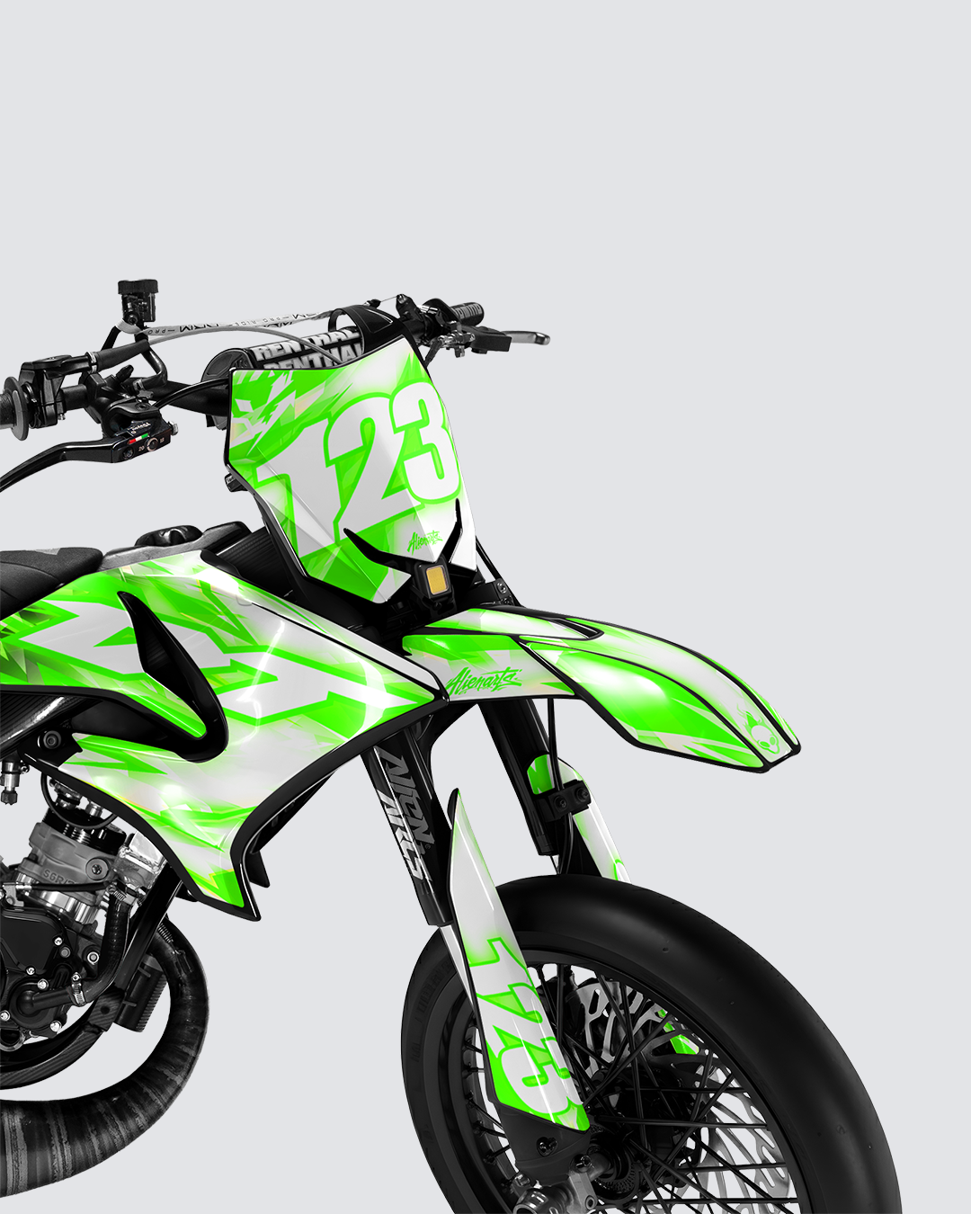 RUSH - Kit deco YAMAHA DT 50cc - Vert — vue de face