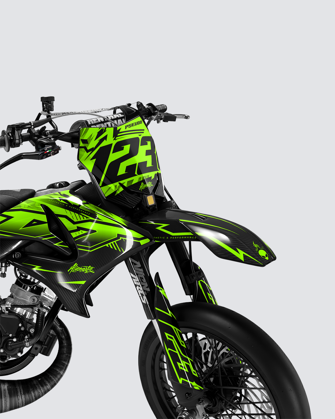 REAPER - Kit deco YAMAHA DT 50cc - Vert — vue de face