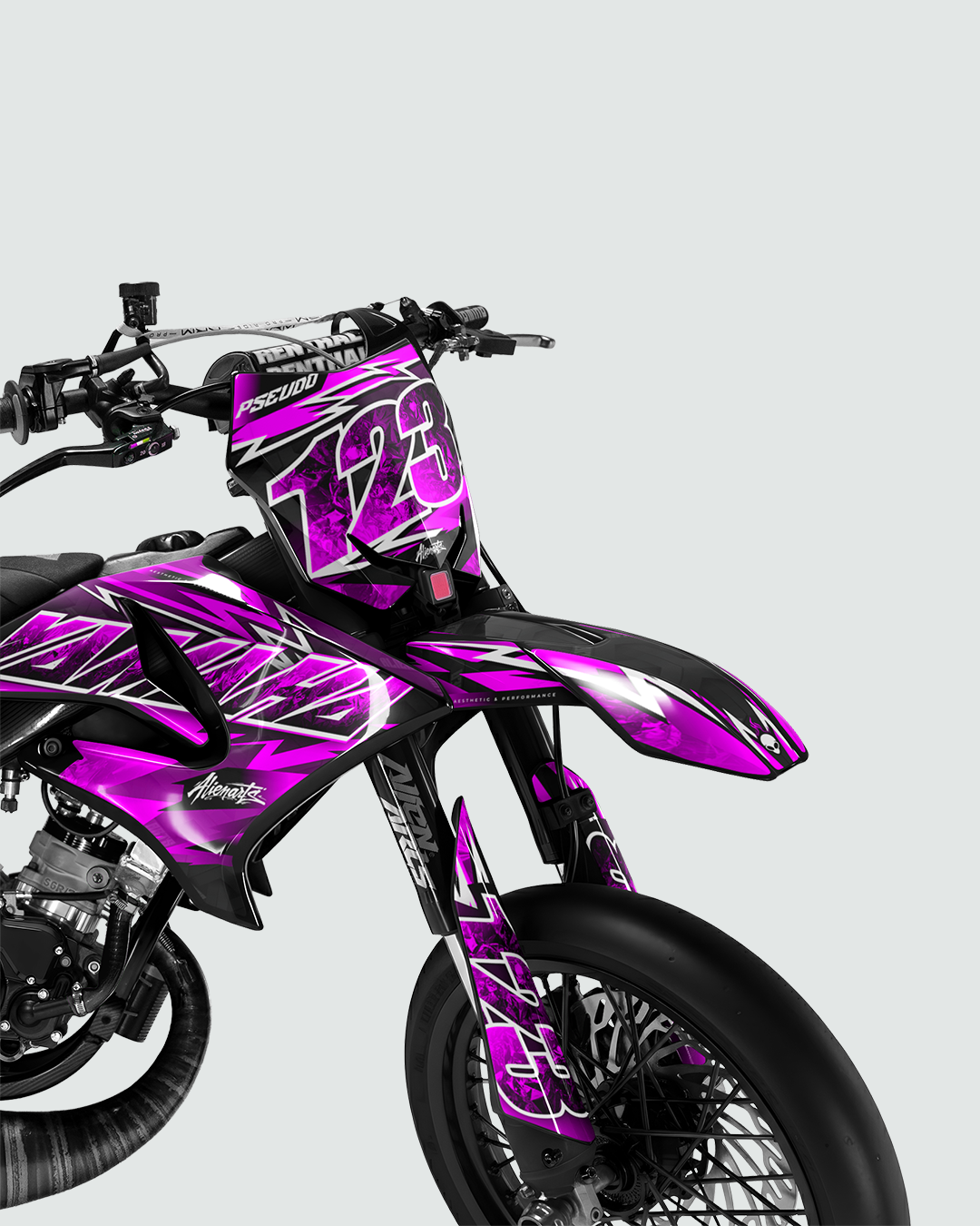 RAMPAGE - Kit deco YAMAHA DT 50cc - Rose — vue de face