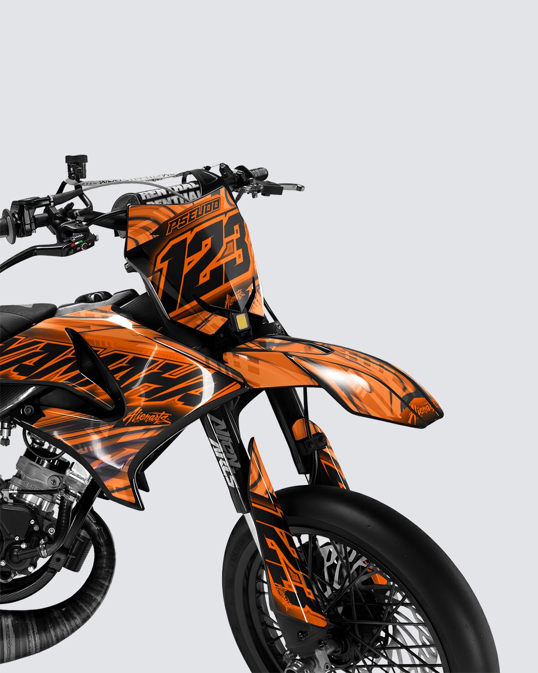 VORTEX - Kit deco YAMAHA DT 50cc - Orange — vue de face