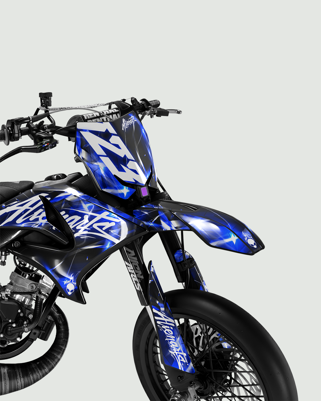 PLASMA - Kit deco YAMAHA DT 50cc - Bleu — vue de face