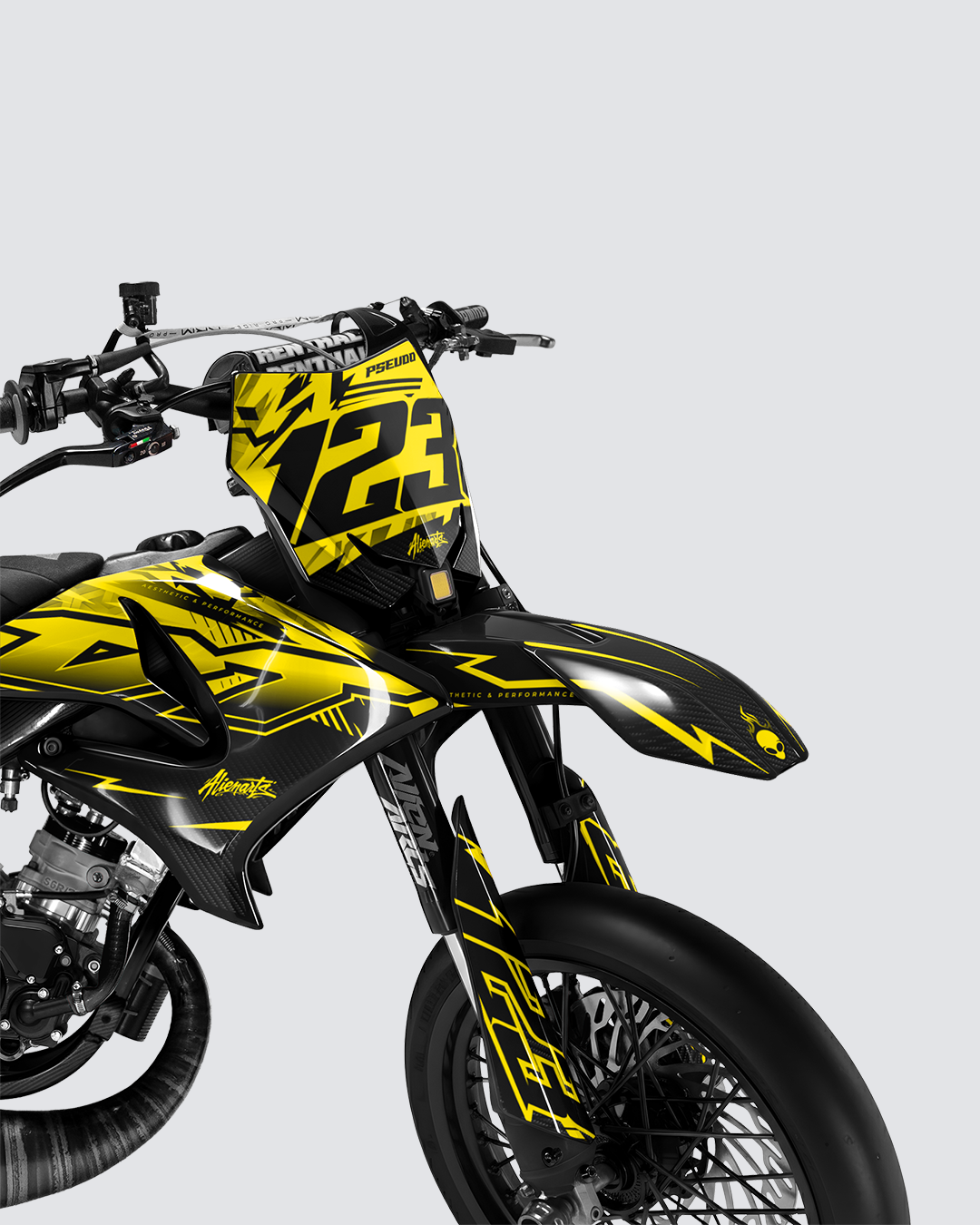 REAPER - Kit deco YAMAHA DT 50cc - Jaune — vue de face