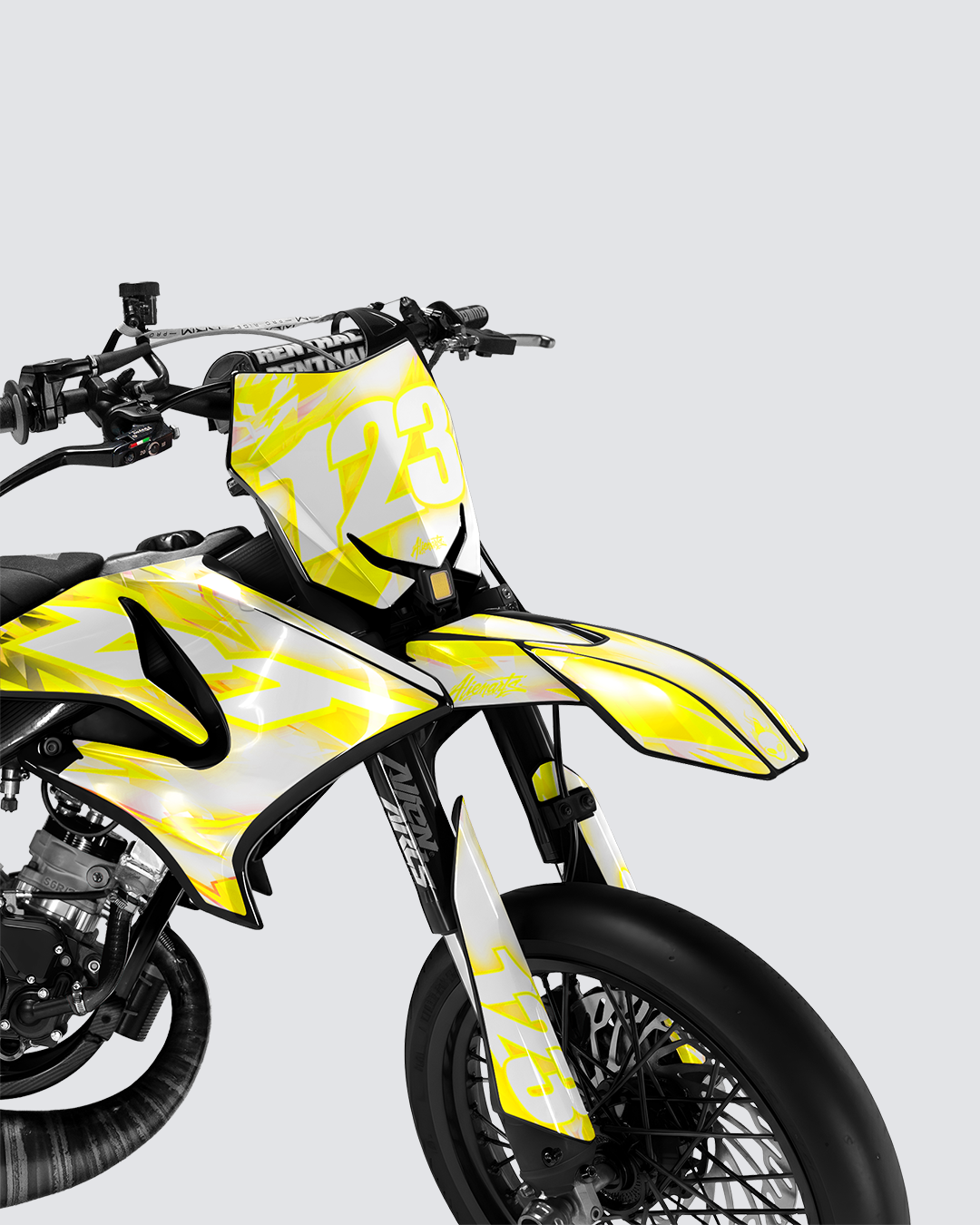 RUSH - Kit deco YAMAHA DT 50cc - Jaune — vue de face