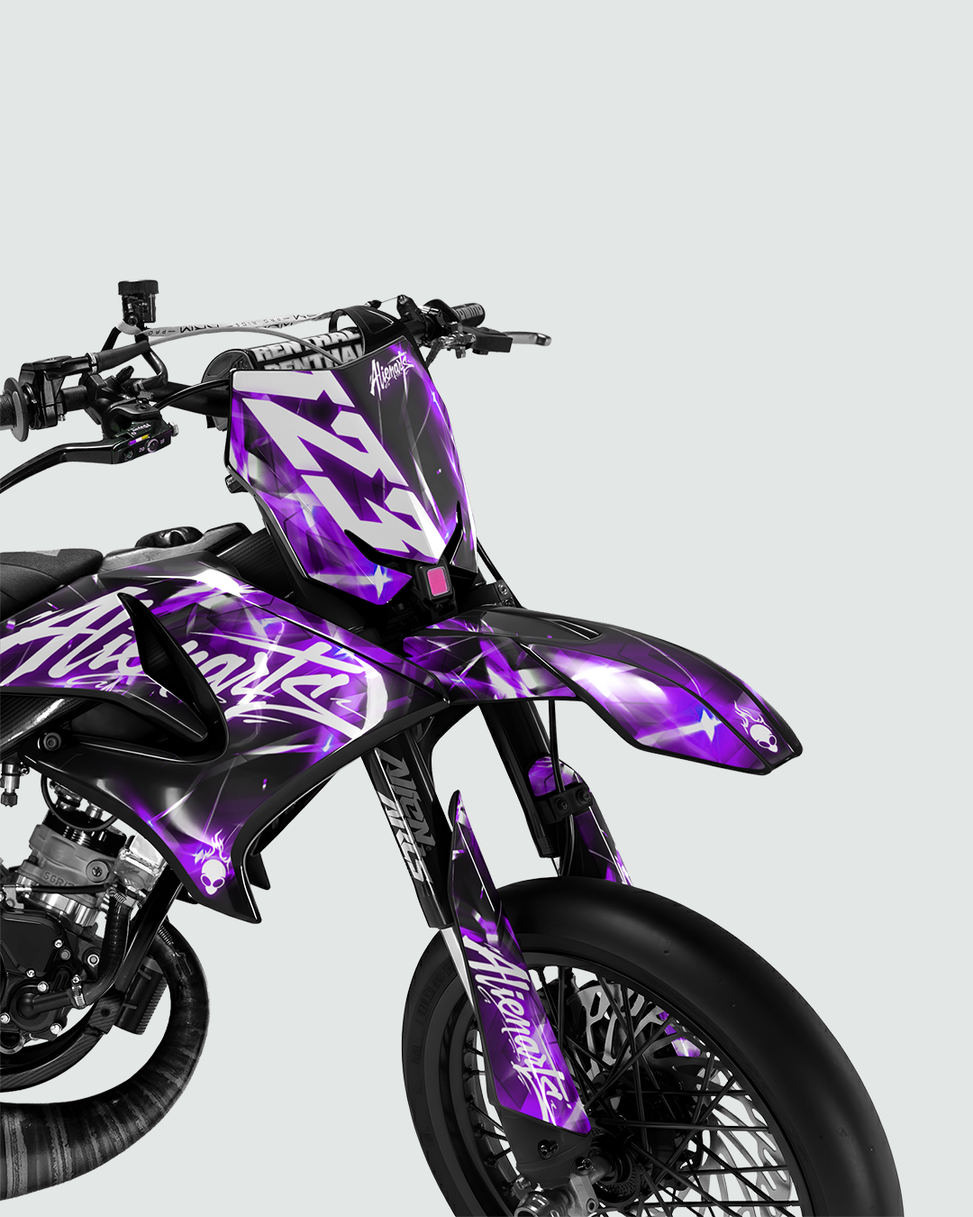 PLASMA - Kit deco YAMAHA DT 50cc - Violet — vue de face