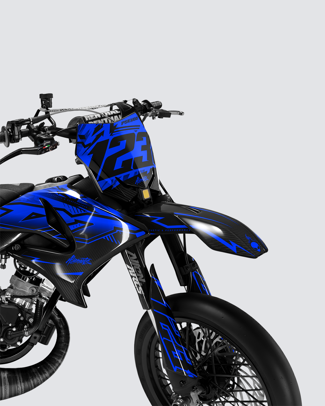 REAPER - Kit deco YAMAHA DT 50cc - Bleu — vue de face