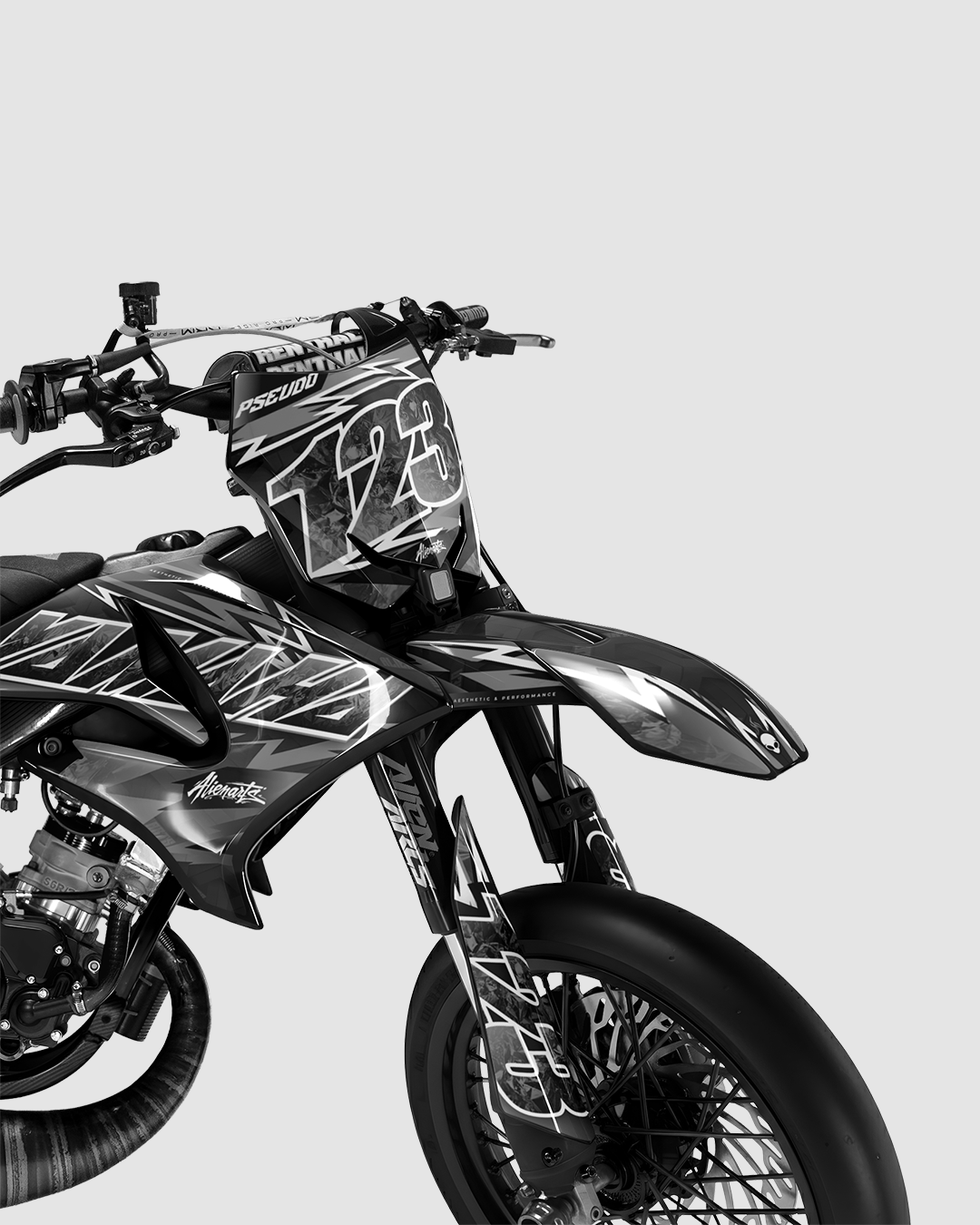 RAMPAGE - Kit deco YAMAHA DT 50cc - Blanc — vue de face