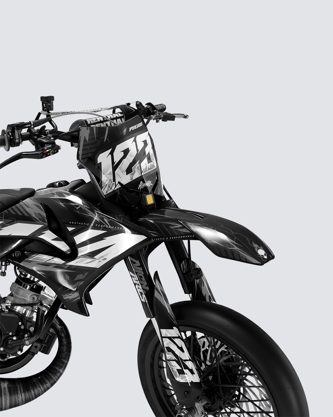 STORMX - Kit deco YAMAHA DT 50cc - Blanc — vue de face