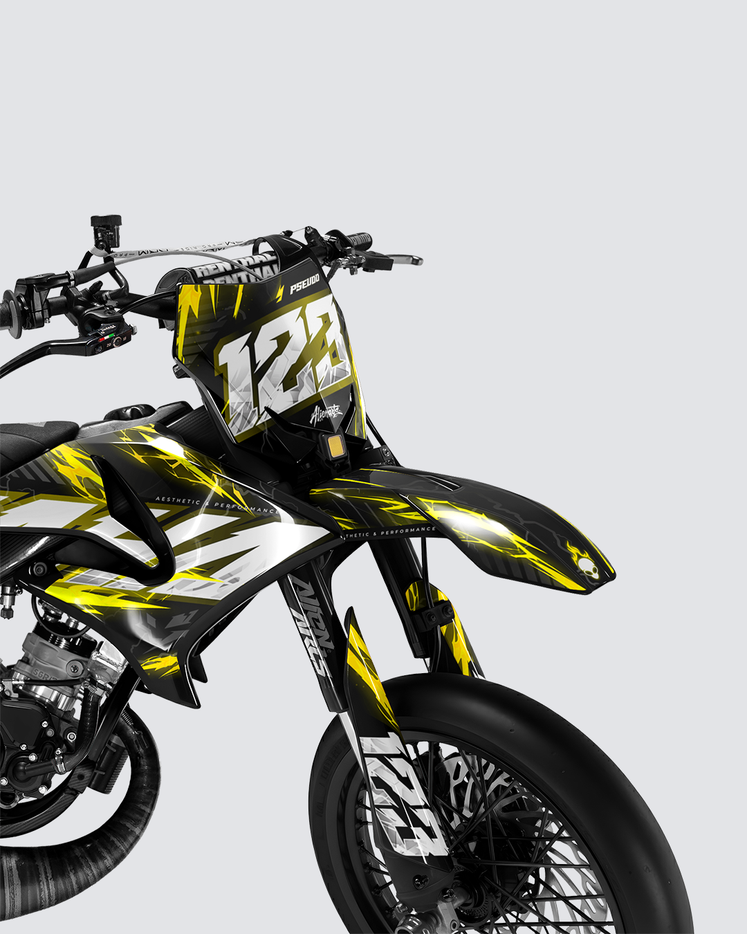 STORMX - Kit deco YAMAHA DT 50cc - Jaune — vue de face