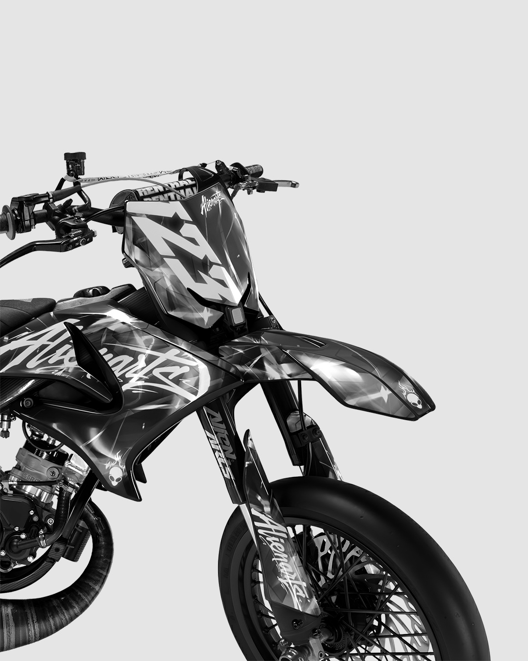 PLASMA - Kit deco YAMAHA DT 50cc - Blanc — vue de face