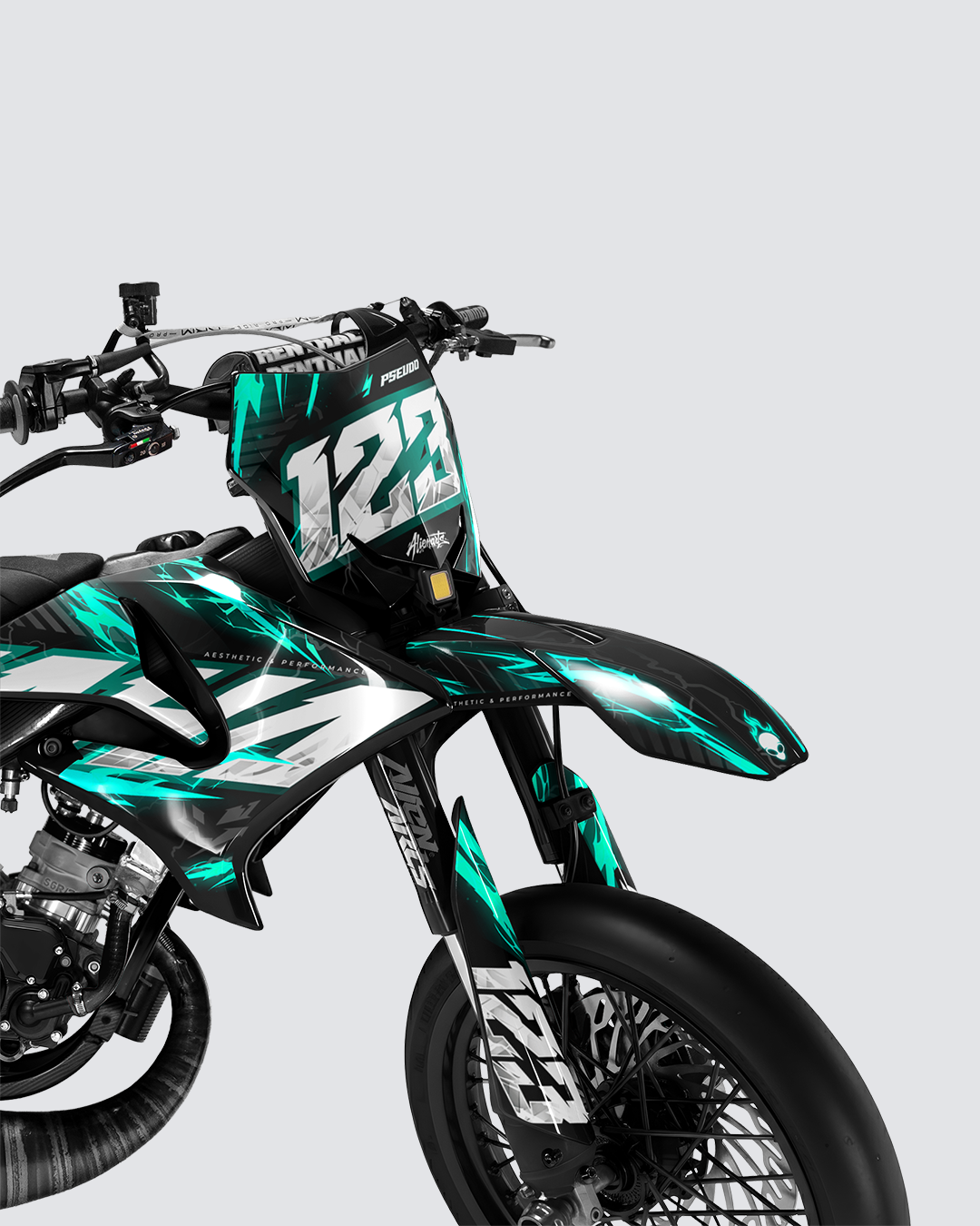 STORMX - Kit deco YAMAHA DT 50cc - Turquoise — vue de face