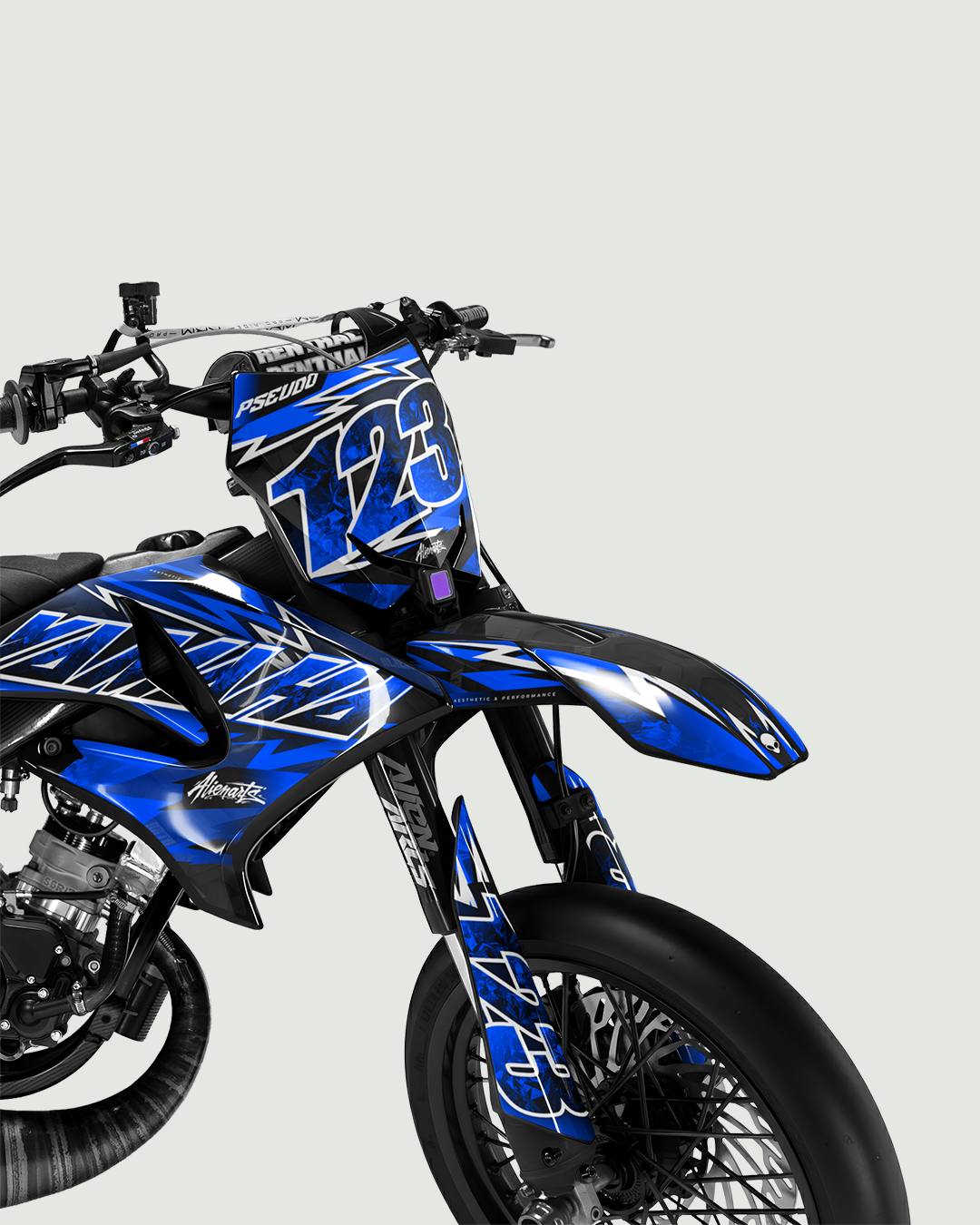 RAMPAGE - Kit deco YAMAHA DT 50cc - Bleu — vue de face