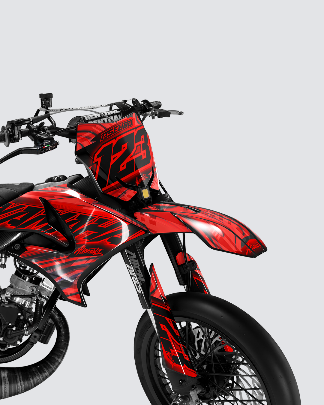 VORTEX - Kit deco YAMAHA DT 50cc - Rouge — vue de face