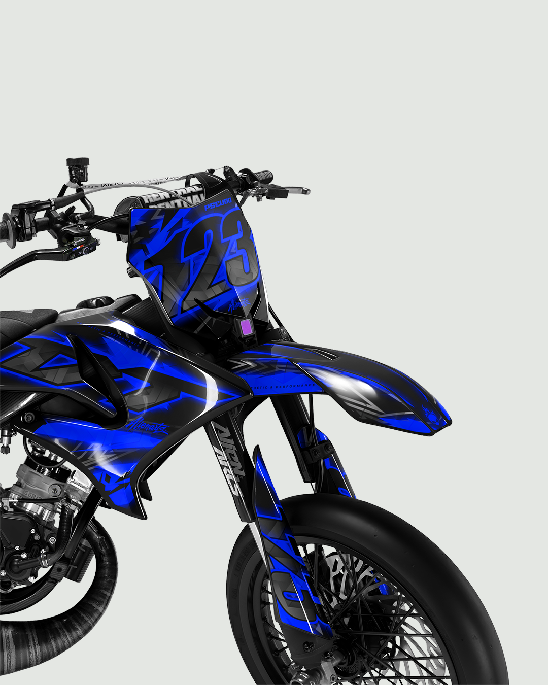 RAZOR - Kit deco YAMAHA DT 50cc - Bleu — vue de face