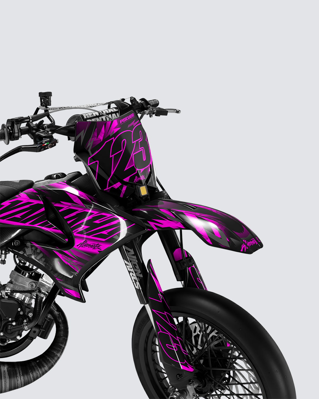 NEMESIS - Kit deco YAMAHA DT 50cc - Rose — vue de face