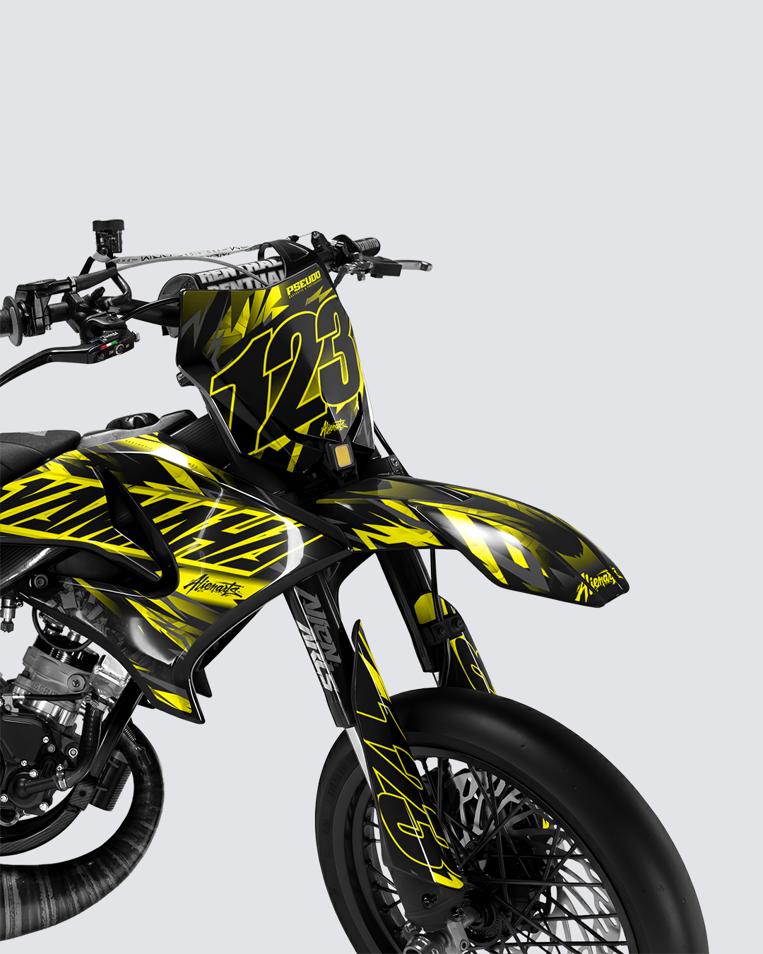 NEMESIS - Kit deco YAMAHA DT 50cc - Jaune — vue de face