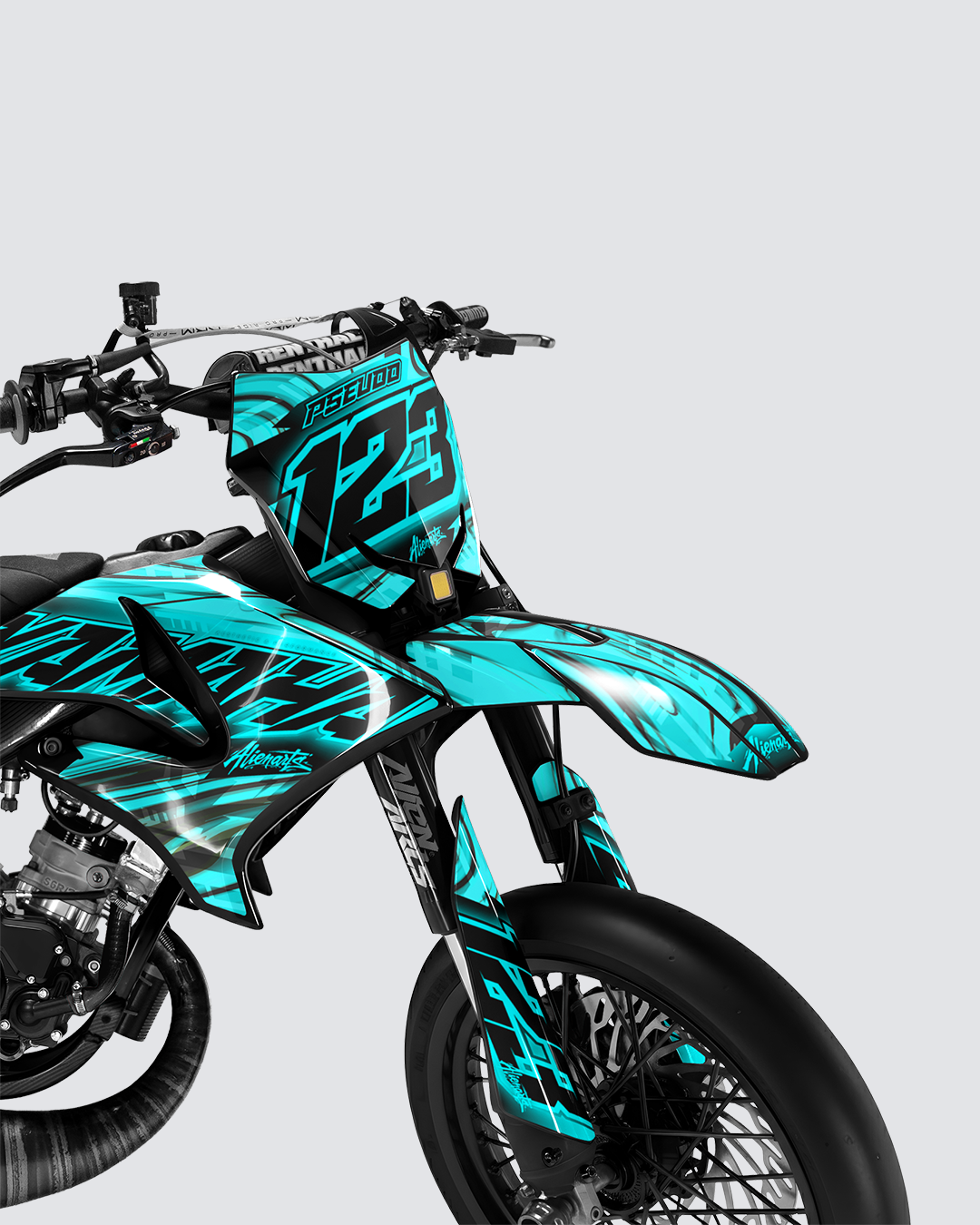 VORTEX - Kit deco YAMAHA DT 50cc - Turquoise — vue de face