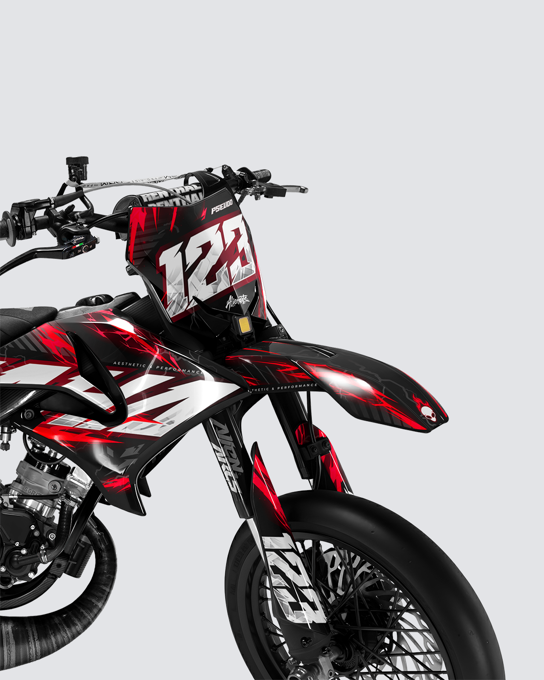 STORMX - Kit deco YAMAHA DT 50cc - Rouge — vue de face