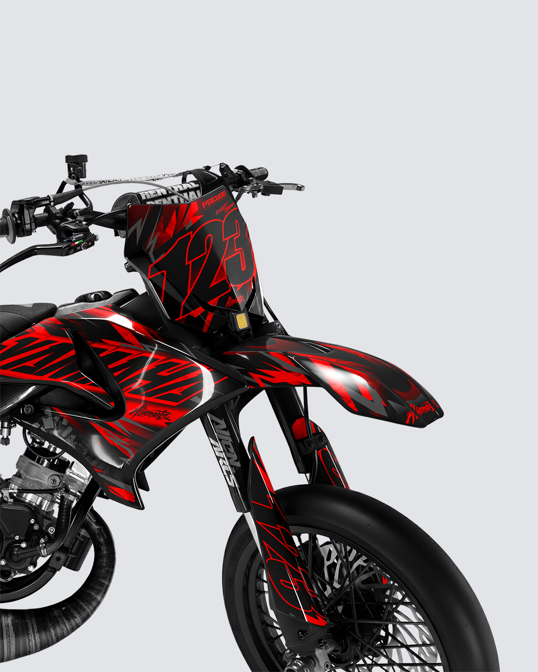 NEMESIS - Kit deco YAMAHA DT 50cc - Rouge — vue de face