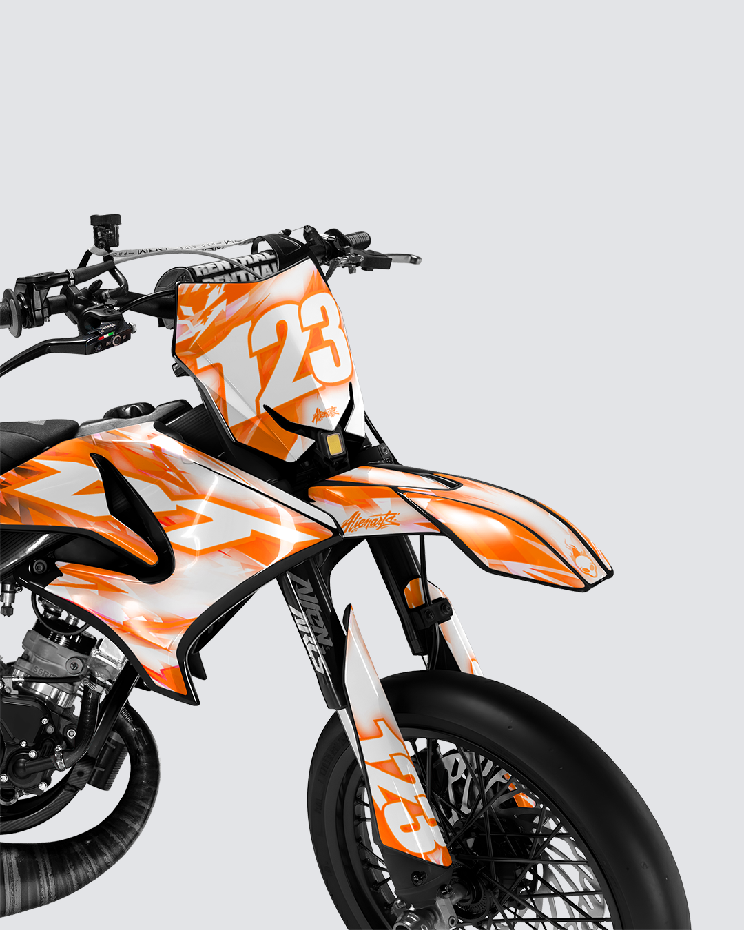 RUSH - Kit deco YAMAHA DT 50cc - Orange — vue de face