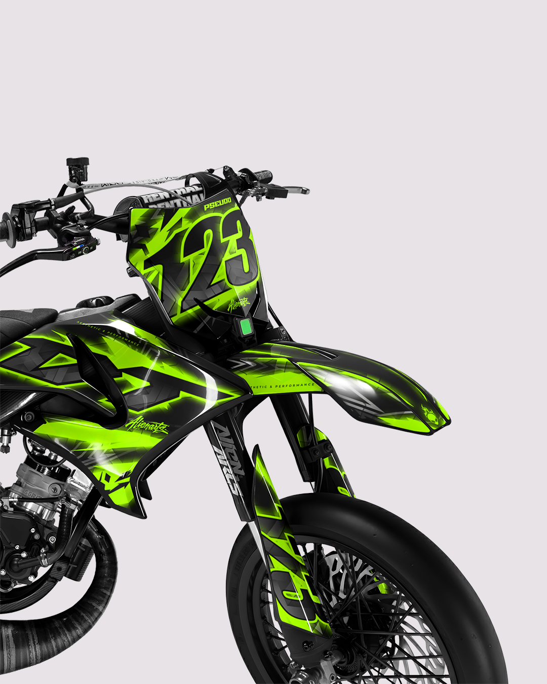 RAZOR - Kit deco YAMAHA DT 50cc - Vert — vue de face