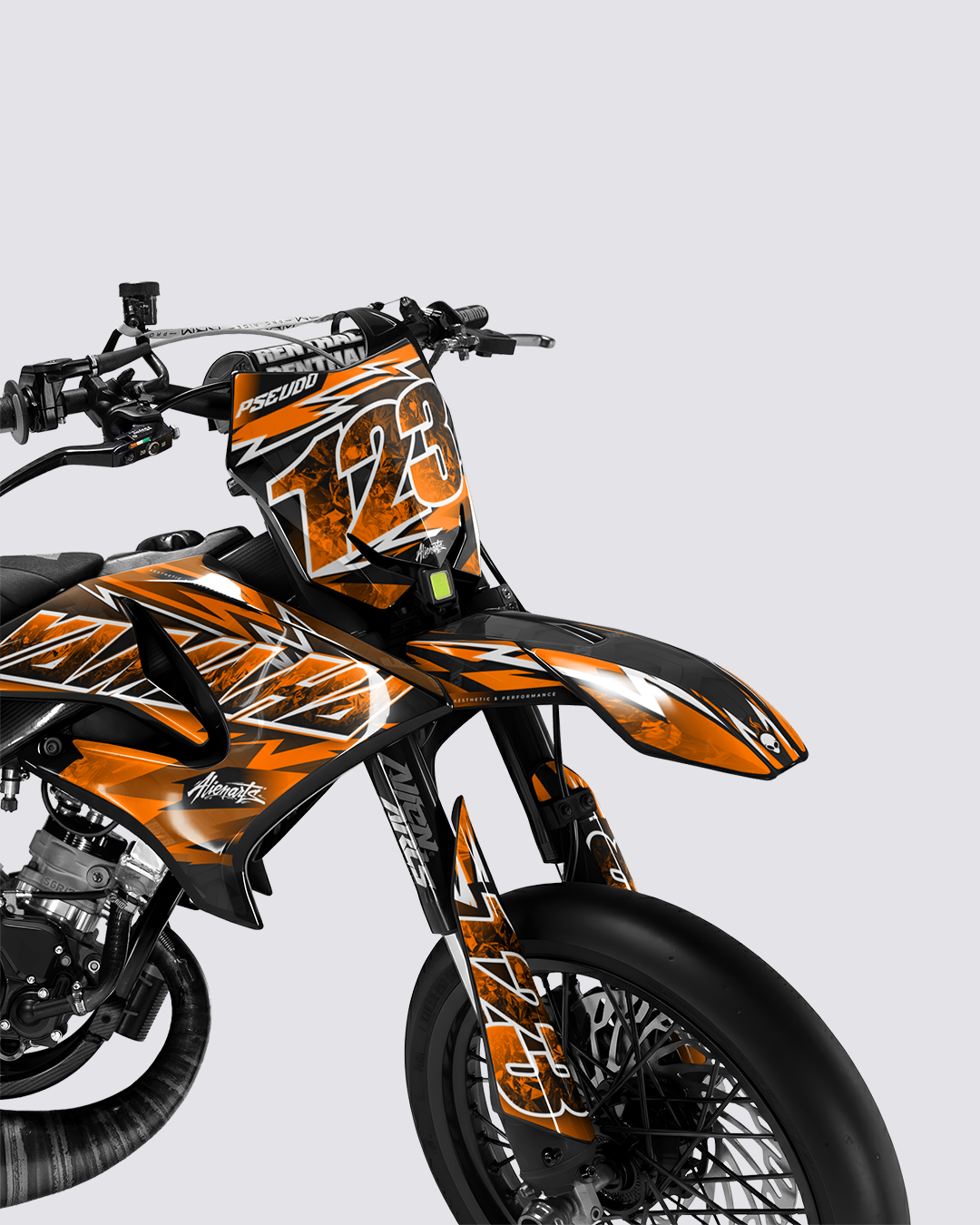 RAMPAGE - Kit deco YAMAHA DT 50cc - Orange — vue de face