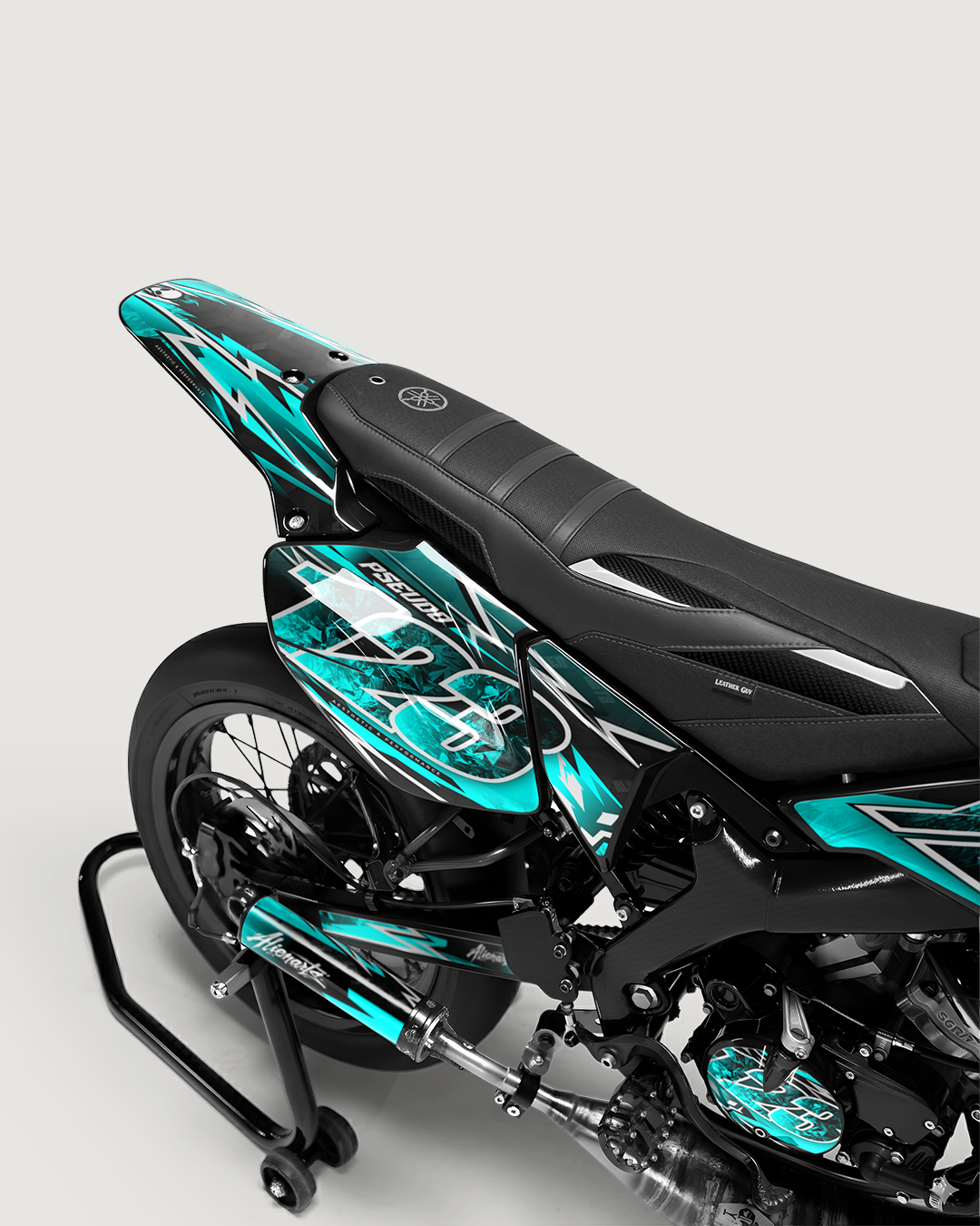 RAMPAGE - Kit deco YAMAHA DT 50cc - Turquoise — vue de dos