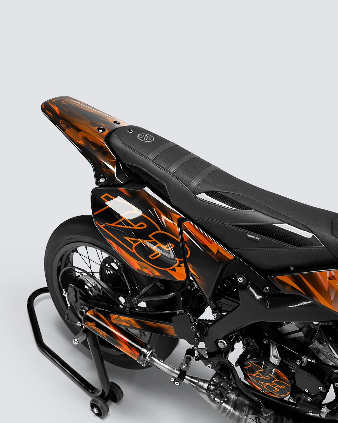RUSH - Kit deco YAMAHA DT 50cc - Orange — vue de dos