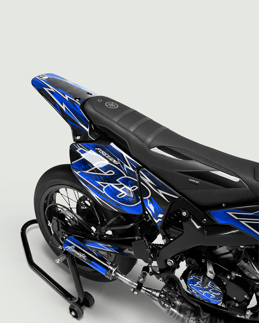 RAMPAGE - Kit deco YAMAHA DT 50cc - Bleu — vue de dos