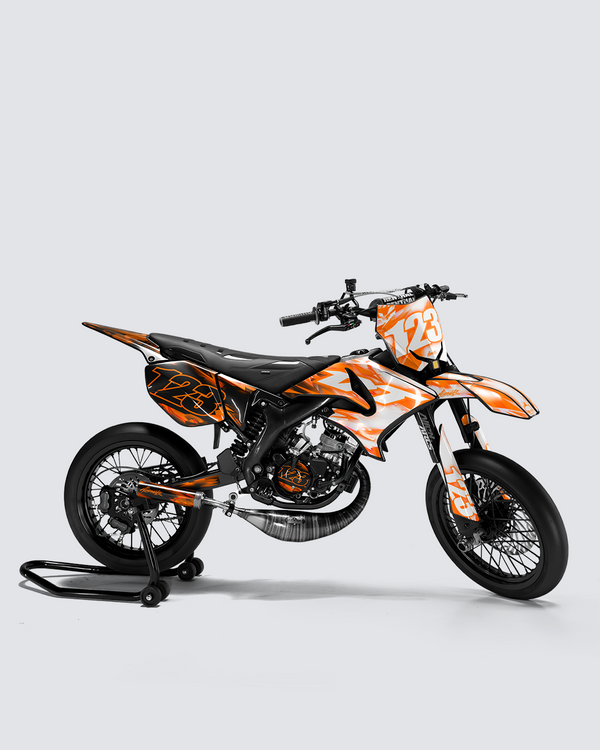 RUSH - Kit deco YAMAHA DT 50cc - Orange — vue de côté