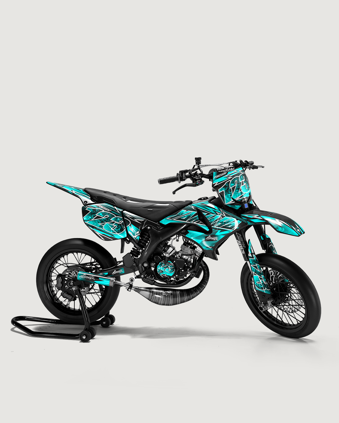 RAMPAGE - Kit deco YAMAHA DT 50cc - Turquoise — vue de côté