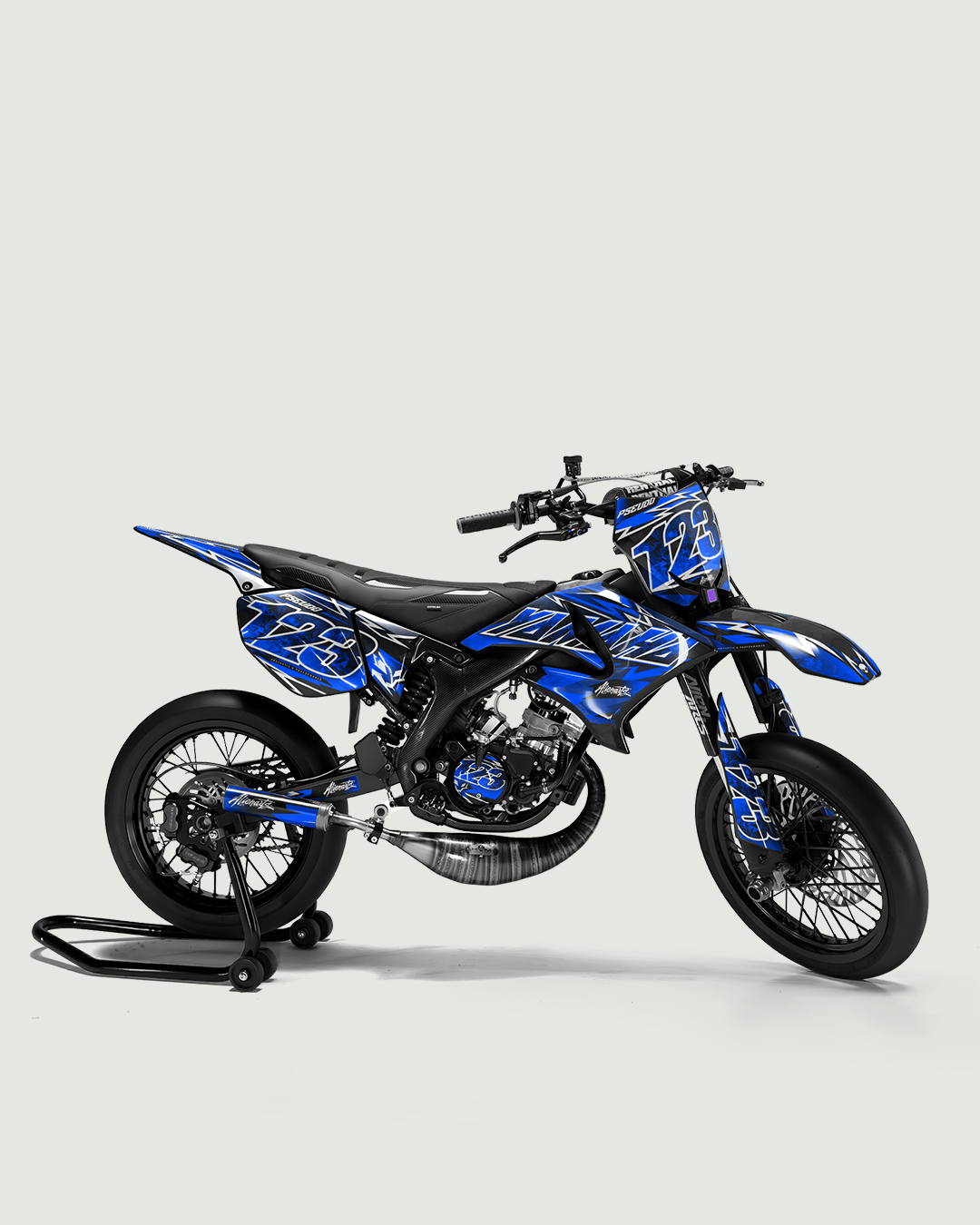 RAMPAGE - Kit deco YAMAHA DT 50cc - Bleu — vue de côté