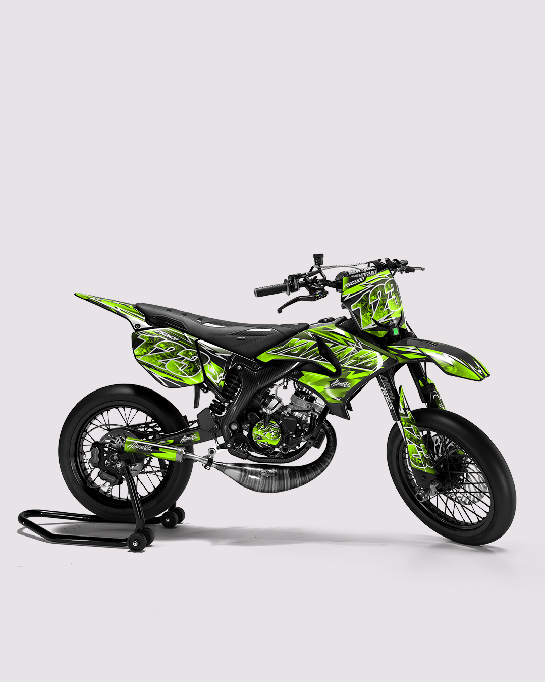 RAMPAGE - Kit deco YAMAHA DT 50cc - Vert — vue de côté