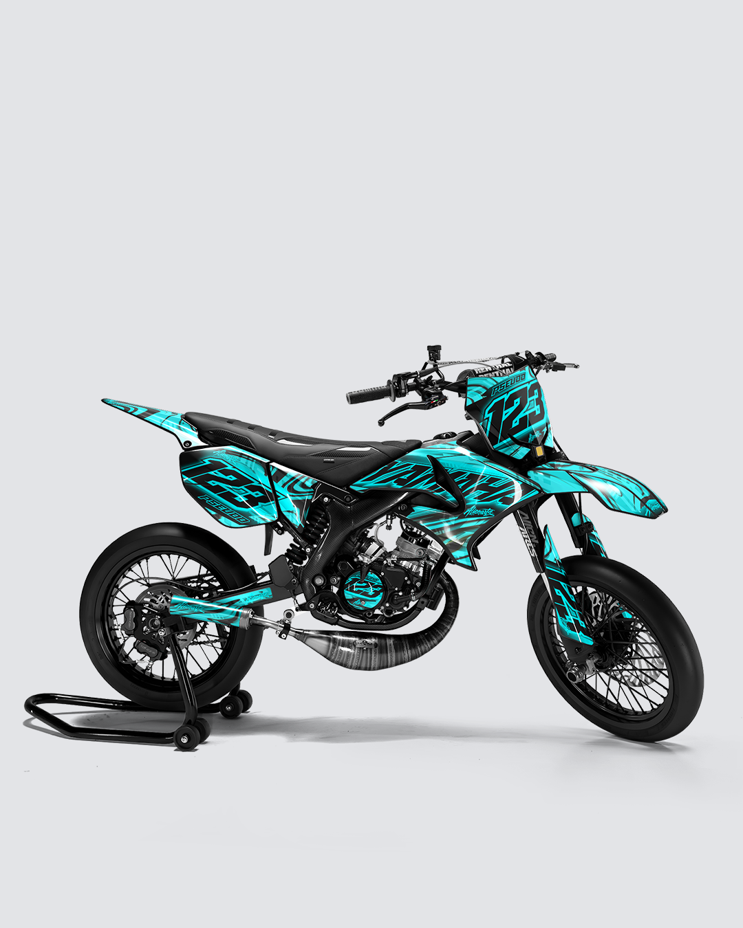 VORTEX - Kit deco YAMAHA DT 50cc - Turquoise — vue de côté