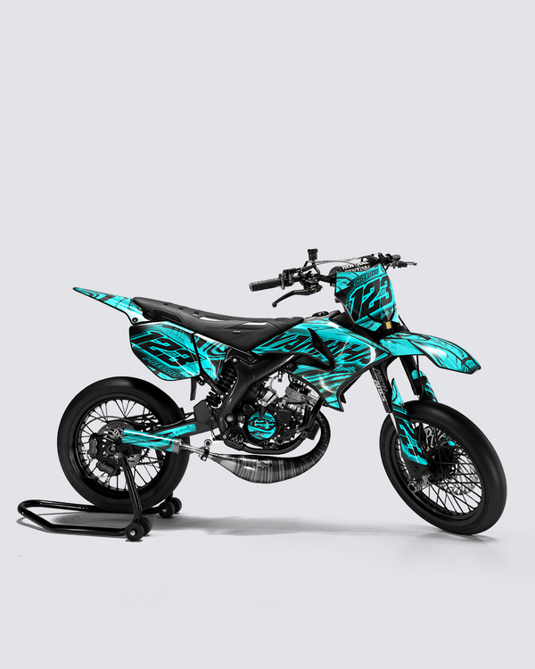 VORTEX - Kit deco YAMAHA DT 50cc - Turquoise — vue de côté