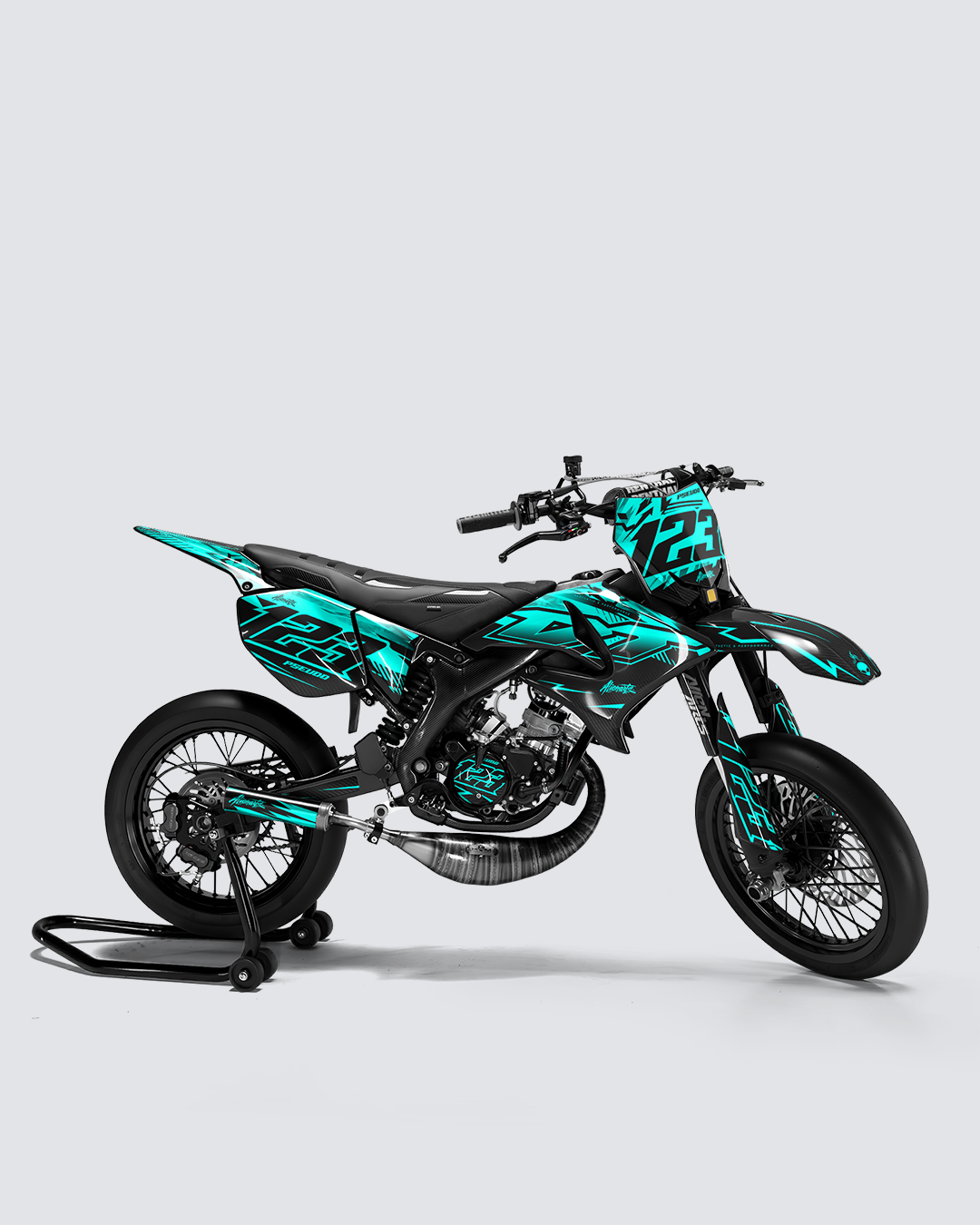 REAPER - Kit deco YAMAHA DT 50cc - Turquoise — vue de côté