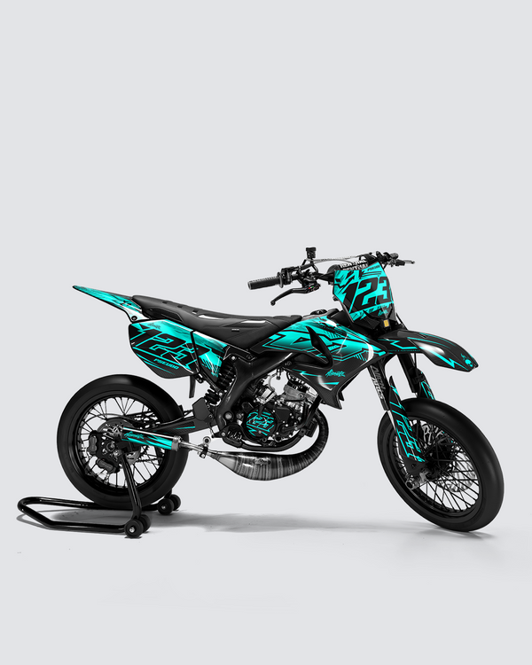 REAPER - Kit deco YAMAHA DT 50cc - Turquoise — vue de côté
