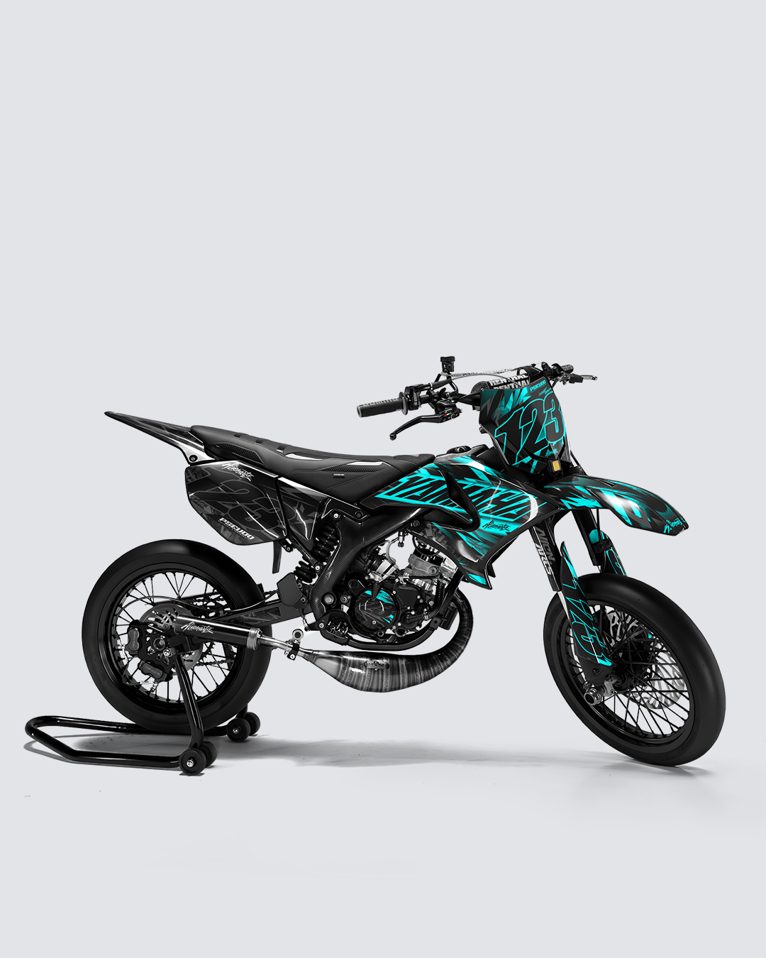 NEMESIS - Kit deco YAMAHA DT 50cc - Turquoise — vue de côté