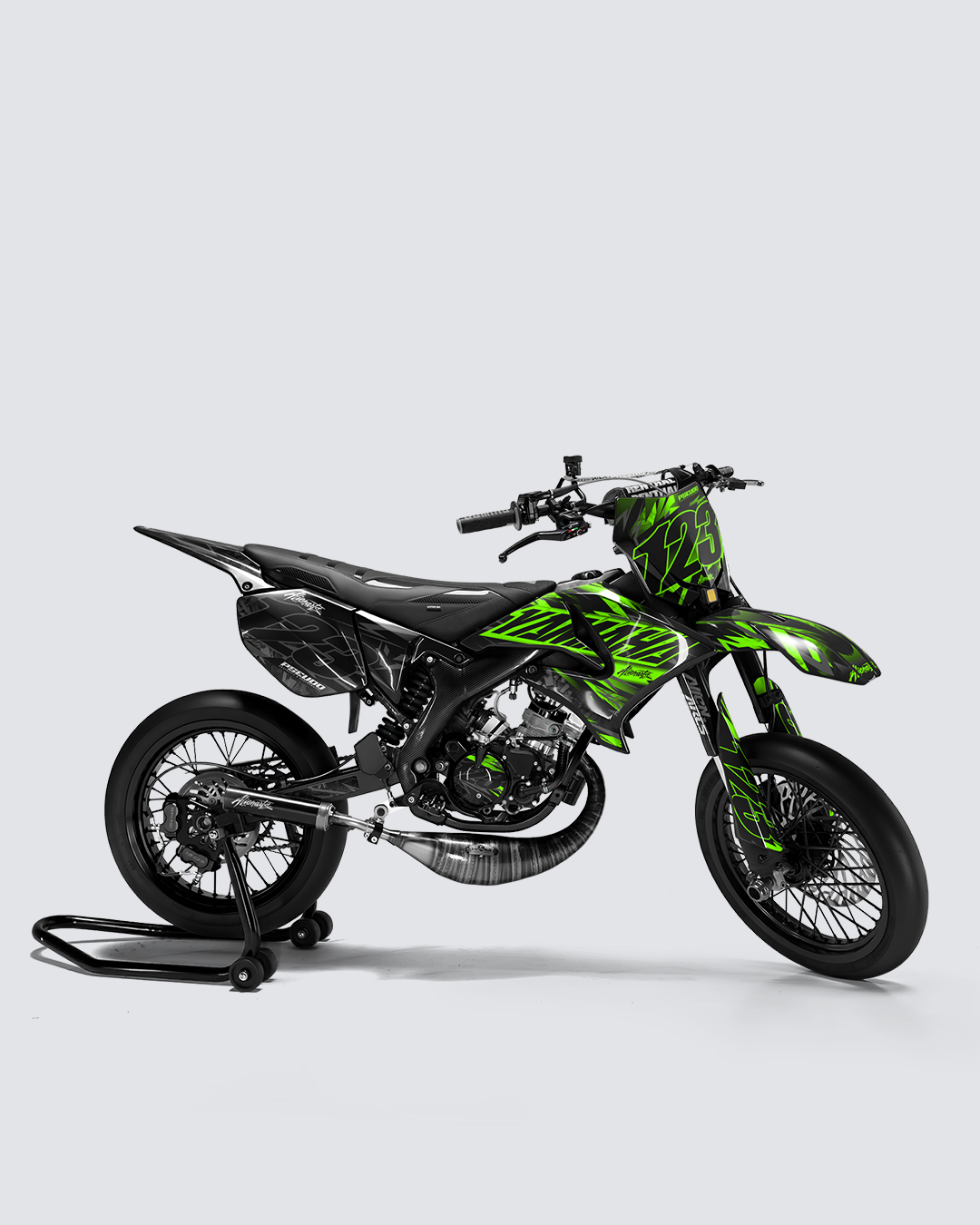 NEMESIS - Kit deco YAMAHA DT 50cc - Vert — vue de côté