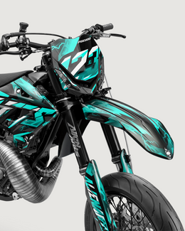 KINETIC - Kit Déco Supermotard Semi-Personnalisable - Turquoise — vue 2